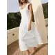Backless Elasticity Lace-Up Pleated Solid Color Split-Joint Loose Sleeveless Square-Neck Maxi Dresses Backless Elasticity Lace-Up Pleated Solid Color Split-Joint Loose Sleeveless Square-Neck Maxi Dresses