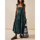Backless Elasticity Lace-Up Pleated Solid Color Split-Joint Loose Sleeveless Square-Neck Maxi Dresses Backless Elasticity Lace-Up Pleated Solid Color Split-Joint Loose Sleeveless Square-Neck Maxi Dresses