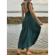 Backless Elasticity Lace-Up Pleated Solid Color Split-Joint Loose Sleeveless Square-Neck Maxi Dresses Backless Elasticity Lace-Up Pleated Solid Color Split-Joint Loose Sleeveless Square-Neck Maxi Dresses