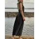 Backless Elasticity Lace-Up Pleated Solid Color Split-Joint Loose Sleeveless Square-Neck Maxi Dresses Backless Elasticity Lace-Up Pleated Solid Color Split-Joint Loose Sleeveless Square-Neck Maxi Dresses