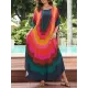 Contrast Color Printed Sun Protection Batwing Sleeves Loose Round-Neck Maxi Dresses Contrast Color Printed Sun Protection Batwing Sleeves Loose Round-Neck Maxi Dresses