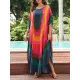 Contrast Color Printed Sun Protection Batwing Sleeves Loose Round-Neck Maxi Dresses Contrast Color Printed Sun Protection Batwing Sleeves Loose Round-Neck Maxi Dresses