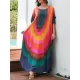 Contrast Color Printed Sun Protection Batwing Sleeves Loose Round-Neck Maxi Dresses Contrast Color Printed Sun Protection Batwing Sleeves Loose Round-Neck Maxi Dresses