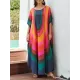 Contrast Color Printed Sun Protection Batwing Sleeves Loose Round-Neck Maxi Dresses Contrast Color Printed Sun Protection Batwing Sleeves Loose Round-Neck Maxi Dresses