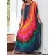 Contrast Color Printed Sun Protection Batwing Sleeves Loose Round-Neck Maxi Dresses Contrast Color Printed Sun Protection Batwing Sleeves Loose Round-Neck Maxi Dresses