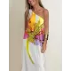 Loose Sleeveless Asymmetric Flower Print One-Shoulder Maxi Dresses Loose Sleeveless Asymmetric Flower Print One-Shoulder Maxi Dresses