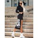 Hooded V-Neck Zipper Letter Print High-Low Long Sleeve Midi Dress Hooded V-Neck Zipper Letter Print High-Low Long Sleeve Midi Dress