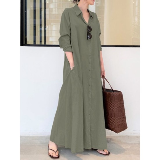 Original Solid Color Lapel Shirt Dress Original Solid Color Lapel Shirt Dress