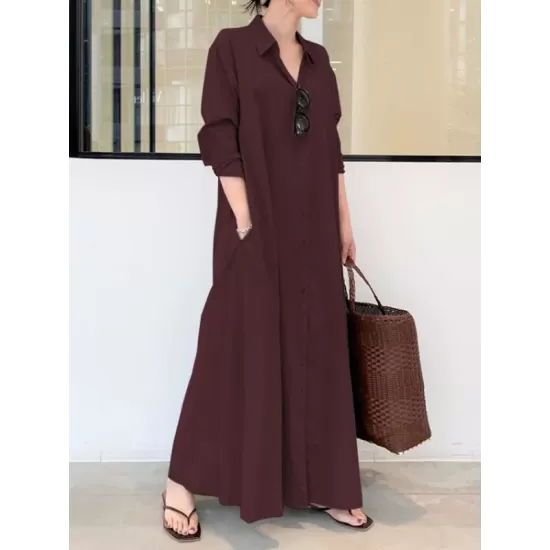 Original Solid Color Lapel Shirt Dress Original Solid Color Lapel Shirt Dress