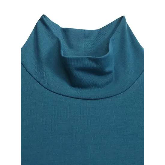 Casual Loose 4 Colors High-Neck Long Sleeves Maxi Dress Casual Loose 4 Colors High-Neck Long Sleeves Maxi Dress