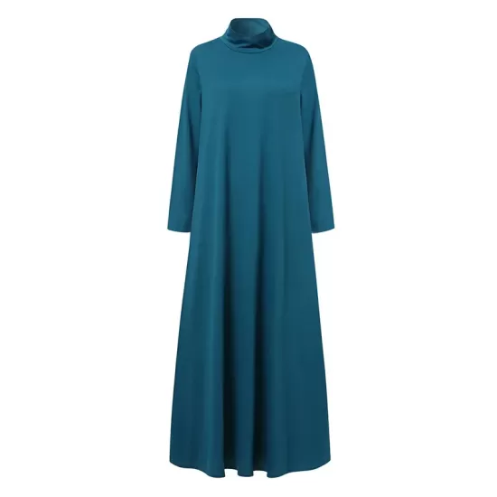 Casual Loose 4 Colors High-Neck Long Sleeves Maxi Dress Casual Loose 4 Colors High-Neck Long Sleeves Maxi Dress