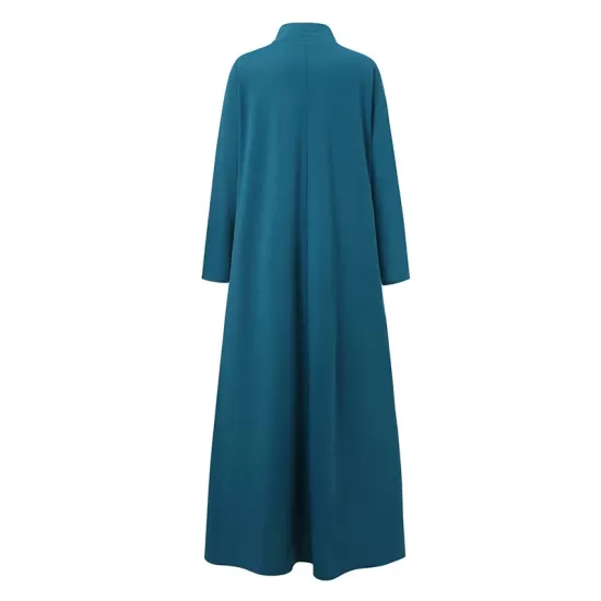 Casual Loose 4 Colors High-Neck Long Sleeves Maxi Dress Casual Loose 4 Colors High-Neck Long Sleeves Maxi Dress