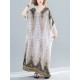 Ethnic Printed Plus Size V-Neck Batwing Sleeve Maxi Dress Ethnic Printed Plus Size V-Neck Batwing Sleeve Maxi Dress