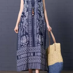 Loose National Style Sleeveless Long Dress