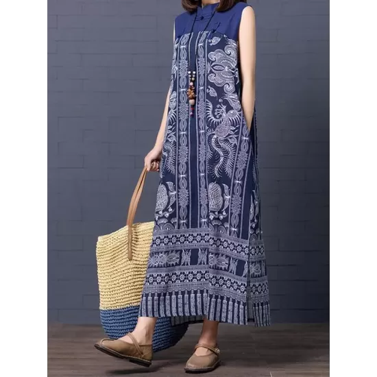 Loose National Style Sleeveless Long Dress Loose National Style Sleeveless Long Dress