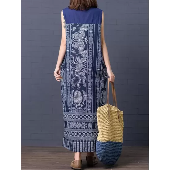 Loose National Style Sleeveless Long Dress Loose National Style Sleeveless Long Dress