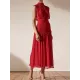 Urban Solid Color High Waisted Falbala Maxi Dress Urban Solid Color High Waisted Falbala Maxi Dress