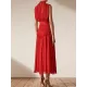 Urban Solid Color High Waisted Falbala Maxi Dress Urban Solid Color High Waisted Falbala Maxi Dress