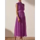 Urban Solid Color High Waisted Falbala Maxi Dress Urban Solid Color High Waisted Falbala Maxi Dress