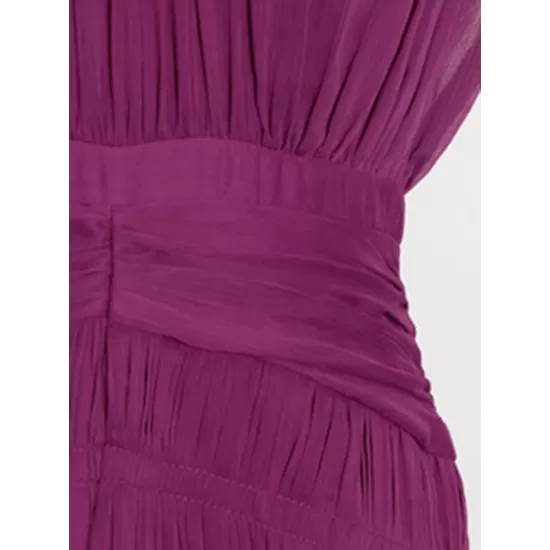 Urban Solid Color High Waisted Falbala Maxi Dress Urban Solid Color High Waisted Falbala Maxi Dress