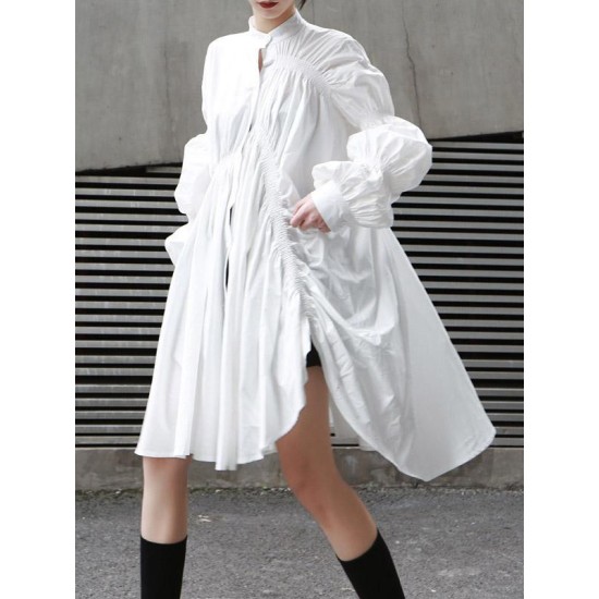 Loose Original Designed Irregular Puff Shirt Dress Loose Original Designed Irregular Puff Shirt Dress