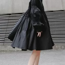 Loose Original Designed Irregular Puff Shirt Dress