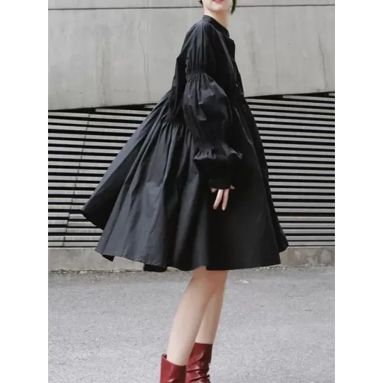 Loose Original Designed Irregular Puff Shirt Dress Loose Original Designed Irregular Puff Shirt Dress
