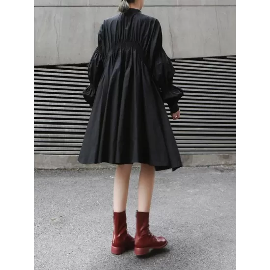 Loose Original Designed Irregular Puff Shirt Dress Loose Original Designed Irregular Puff Shirt Dress