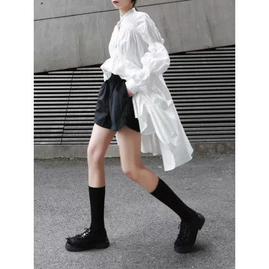 Loose Original Designed Irregular Puff Shirt Dress Loose Original Designed Irregular Puff Shirt Dress