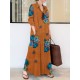 Vintage Floral Printed Lapel Oversize Maxi Dress Vintage Floral Printed Lapel Oversize Maxi Dress