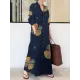 Vintage Floral Printed Lapel Oversize Maxi Dress Vintage Floral Printed Lapel Oversize Maxi Dress