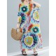 Vintage Loose Tie-Dyed Batwing Sleeves V-Neck Maxi Dress Vintage Loose Tie-Dyed Batwing Sleeves V-Neck Maxi Dress