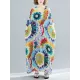 Vintage Loose Tie-Dyed Batwing Sleeves V-Neck Maxi Dress Vintage Loose Tie-Dyed Batwing Sleeves V-Neck Maxi Dress
