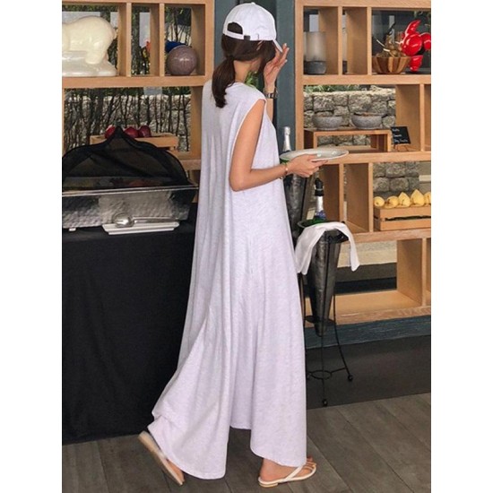 Casual Cotton Sleeveless Long Dress Casual Cotton Sleeveless Long Dress