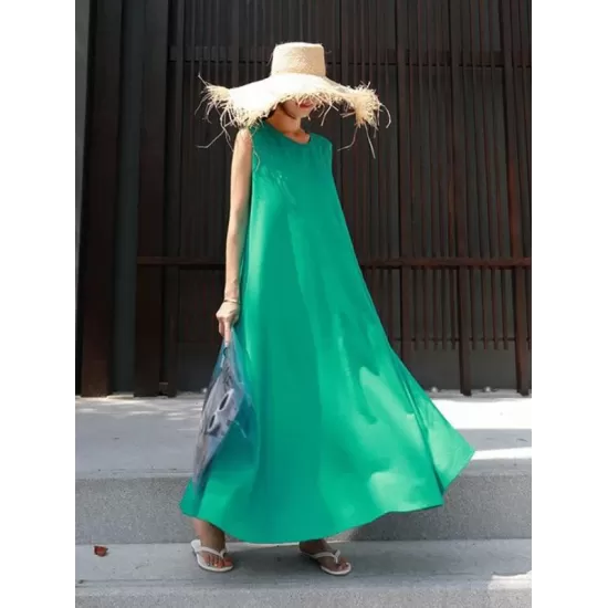 Casual Cotton Sleeveless Long Dress Casual Cotton Sleeveless Long Dress