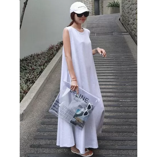 Casual Cotton Sleeveless Long Dress Casual Cotton Sleeveless Long Dress