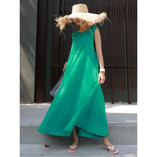 Casual Cotton Sleeveless Long Dress Casual Cotton Sleeveless Long Dress