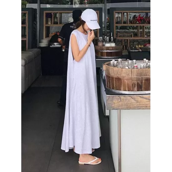Casual Cotton Sleeveless Long Dress Casual Cotton Sleeveless Long Dress