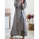Loose Vintage Linen Plaid Round-neck Long Dress Loose Vintage Linen Plaid Round-neck Long Dress