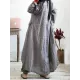 Loose Vintage Linen Plaid Round-neck Long Dress Loose Vintage Linen Plaid Round-neck Long Dress