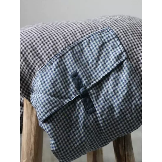 Loose Vintage Linen Plaid Round-neck Long Dress Loose Vintage Linen Plaid Round-neck Long Dress