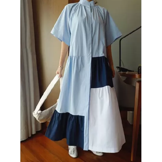 Loose Split-joint A-line Long Dress Loose Split-joint A-line Long Dress