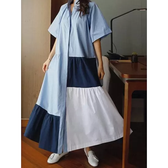 Loose Split-joint A-line Long Dress Loose Split-joint A-line Long Dress