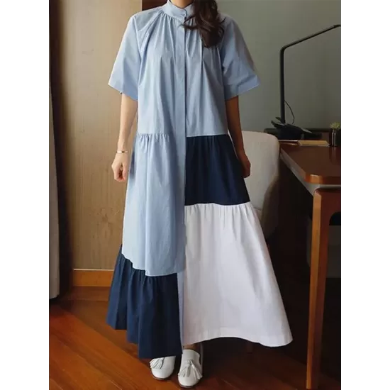 Loose Split-joint A-line Long Dress Loose Split-joint A-line Long Dress