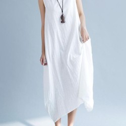 New Artistic Solid Sleeveless Dress