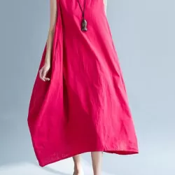 New Artistic Solid Sleeveless Dress