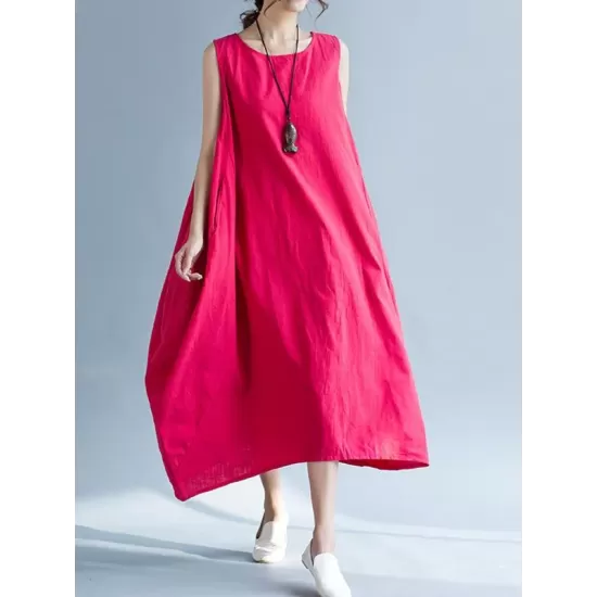 New Artistic Solid Sleeveless Dress New Artistic Solid Sleeveless Dress