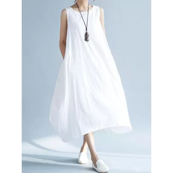 New Artistic Solid Sleeveless Dress New Artistic Solid Sleeveless Dress