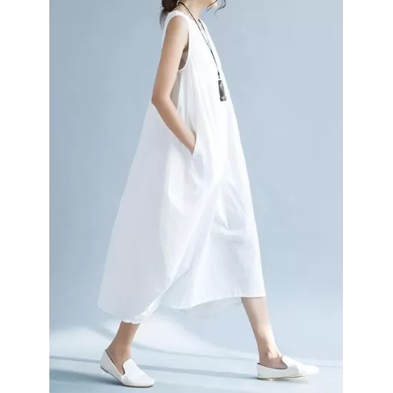 New Artistic Solid Sleeveless Dress New Artistic Solid Sleeveless Dress