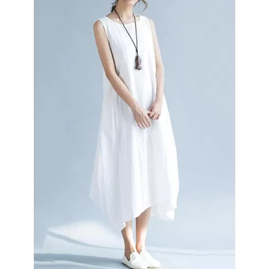 New Artistic Solid Sleeveless Dress New Artistic Solid Sleeveless Dress